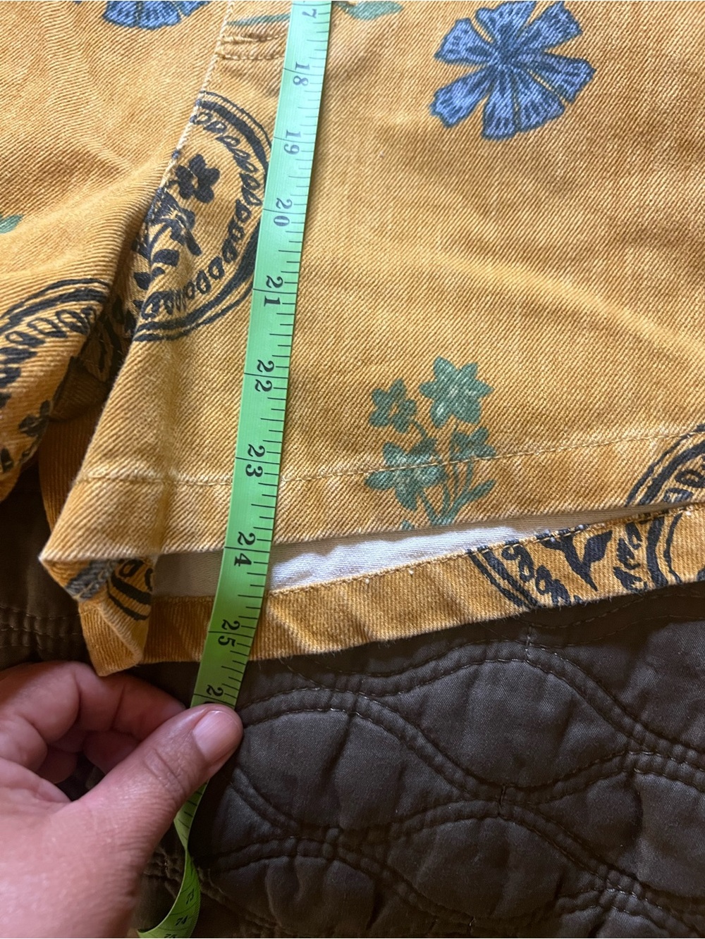 We The Free Mustard Yellow Floral Paisley Short Overalls - Picture 5 of 8